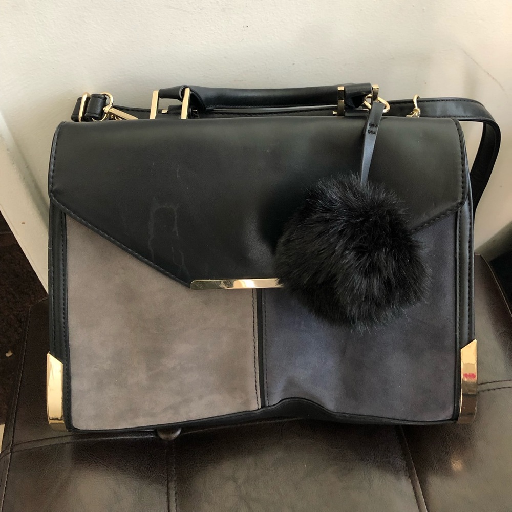 Black leather w/ dark blue handbag